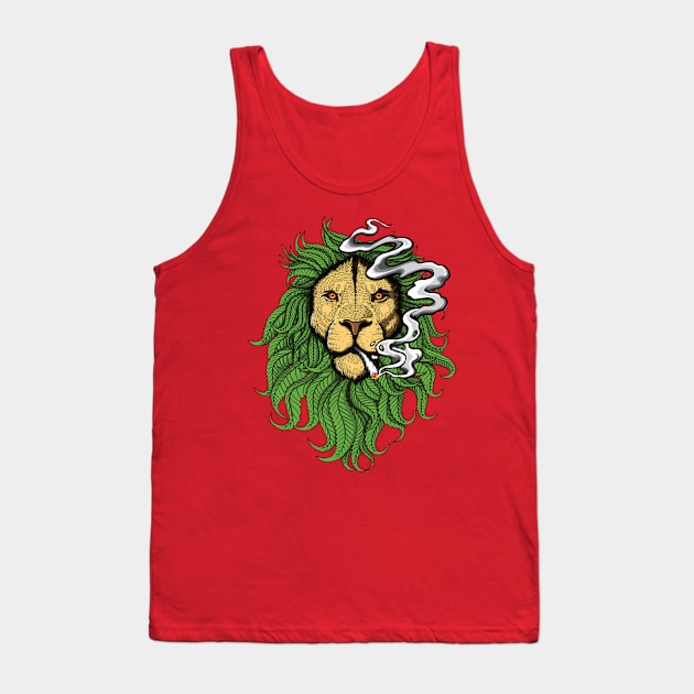 Lion King Smoking Weed Tank Top by Digitalartrock